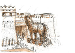 Scena ingresso del Cavallo a Troia (schizzo)